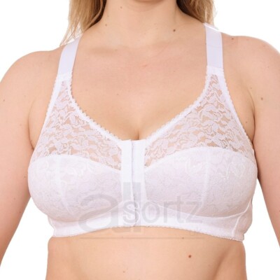 Damen Frontverschluss Cotton Rich BH ohne Bügel fester Halt Übergröße UK Cups