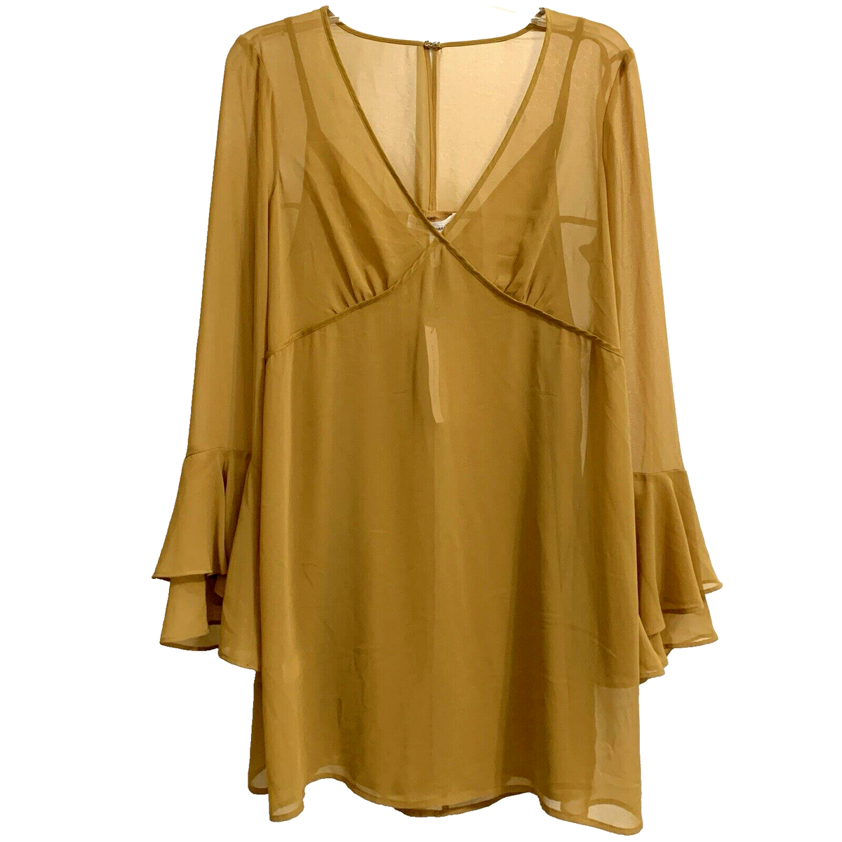 bcbgeneration gold dress BCBGeneration Metallic Mini Long Sleeve Dress S Silver Gold