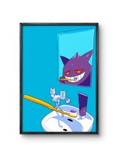 Gengar PokeArt Brushing Teeth Funny Canvas Po...