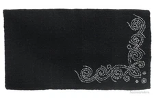 Western Saddle Blanket - Black Wool - Designer Silver Dots - Size 34"x38"
