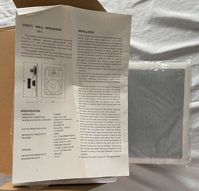 Vintage Vanco in Wall 6 1/2 Speakers IWS6 80 Watt - in Box NOS 
