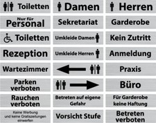 Symbole Türschild Edelstahl Optik selbstklebend Hinweis-Schild WC Damen Herren