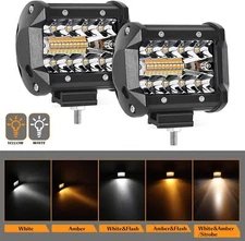 Pair 4" INCH Led Work Light Bar Strobe Flash Cube Pods Off-road Lamp White Amber