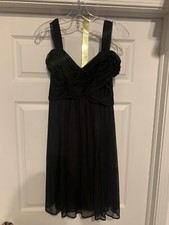 Davids Bridal Black Chiffon Off-The-Shoulder Cocktail Evening Dress Adult Size 4