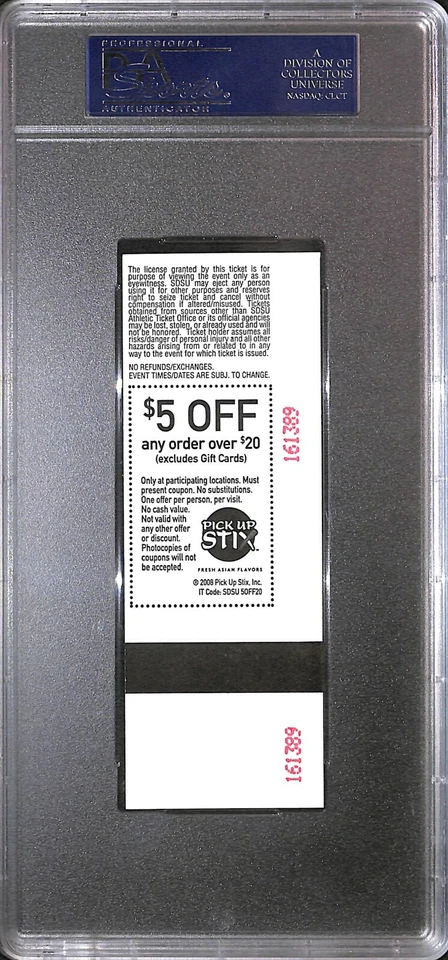 Stephen Strasburg Signed 2009 SDSU Aztecs Full Baseball Game Ticket PSA/DNA COA - Image 3 of 4