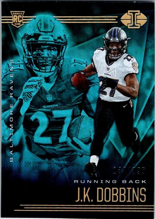 2020 Panini Illusions Trophy Collection Light Blue /199 JK Dobbins #13 Rookie RC