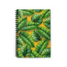 Tropical Leaves on Yellow Background - Spiral Notebook - Ruled Line
