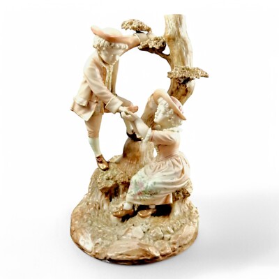 Royal Worcester Blush Elfenbein Große Figur Group von Hadley, Jungen Und , 1888