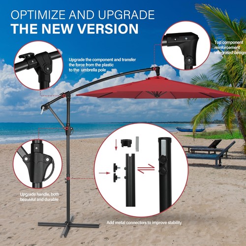 Simple Deluxe 10ft Cantilever Patio Umbrella with Cross Base and Crank - Picture 13 of 17