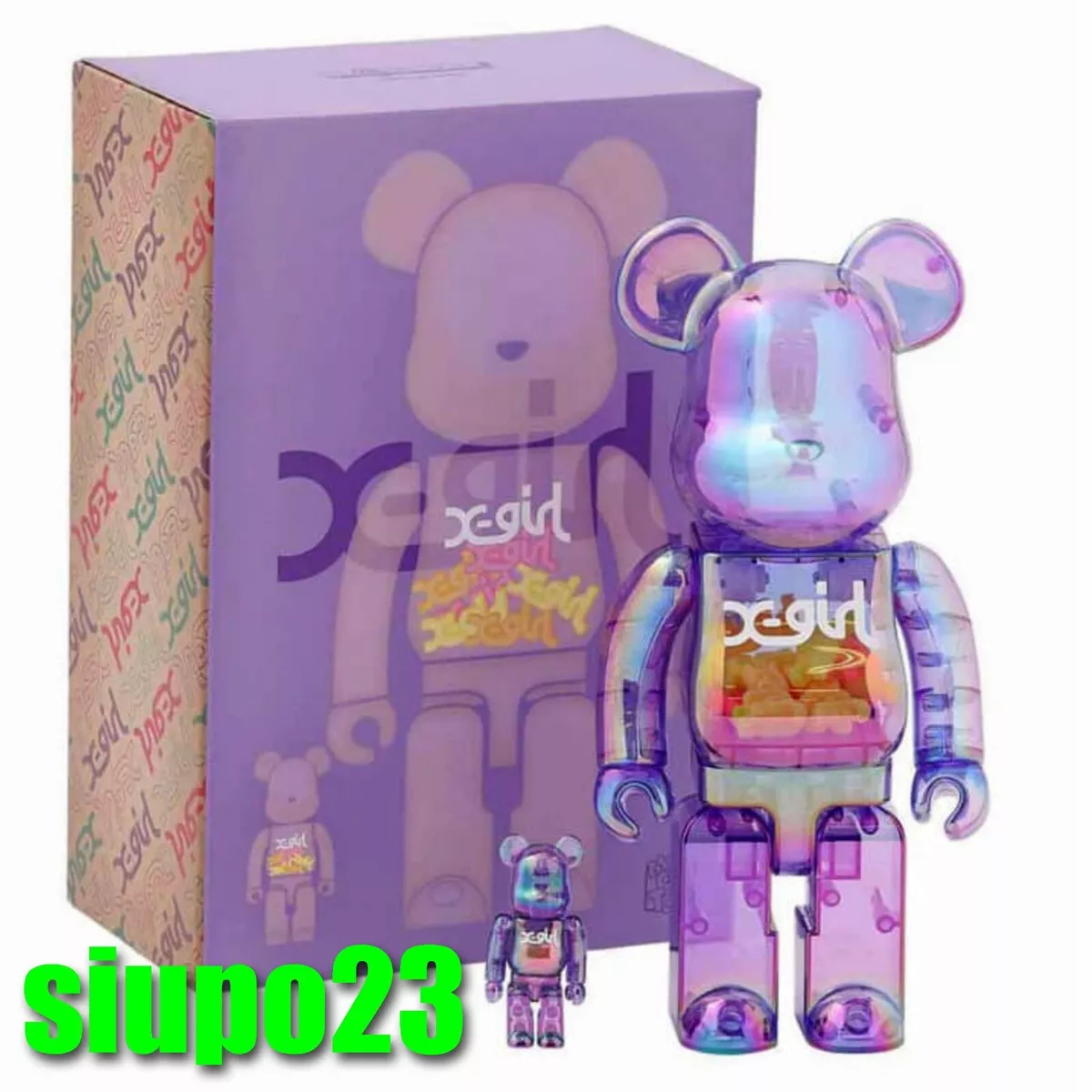 BE@RBRICK X-girl CLEAR PURPLE 400%&100%-