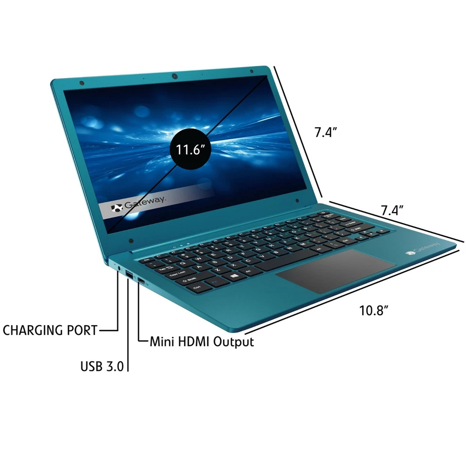 Gateway 11.6" Ultra Slim Notebook HD Intel Dual Core 64GB eMMC 4GB RAM Micro 365 - Image 3 of 4