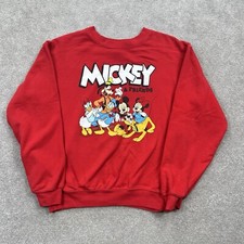 VTG Mickey Mouse  Friends Youth Crew Neck Sweatshirt Size Small 3-5 Red