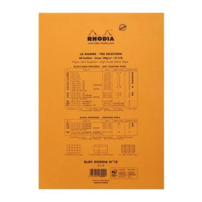 [18200-O] RHODIA Bloc de direction Orange 80 feuilles (160 pages) format A4 r...