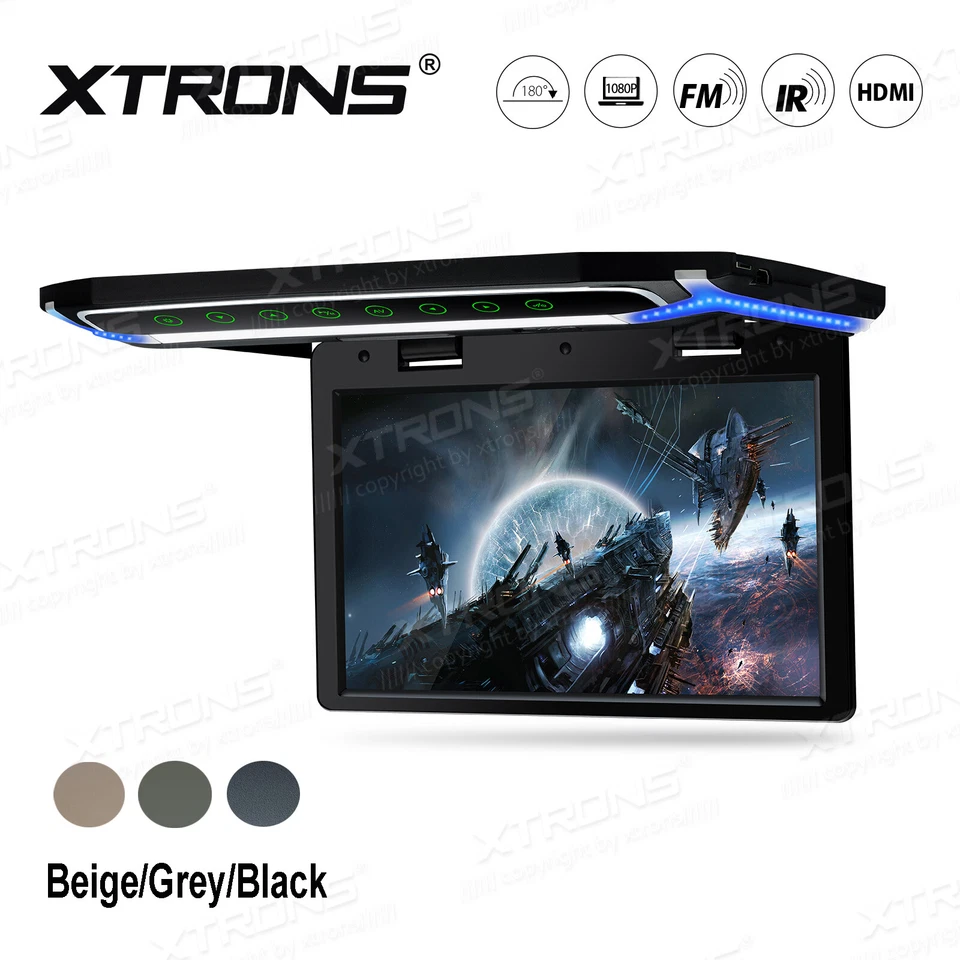 10.2" Screen Car Roof Overhead Mounted Monitor Player 1080P HDMI USB IR FM Game - Image 2 of 4