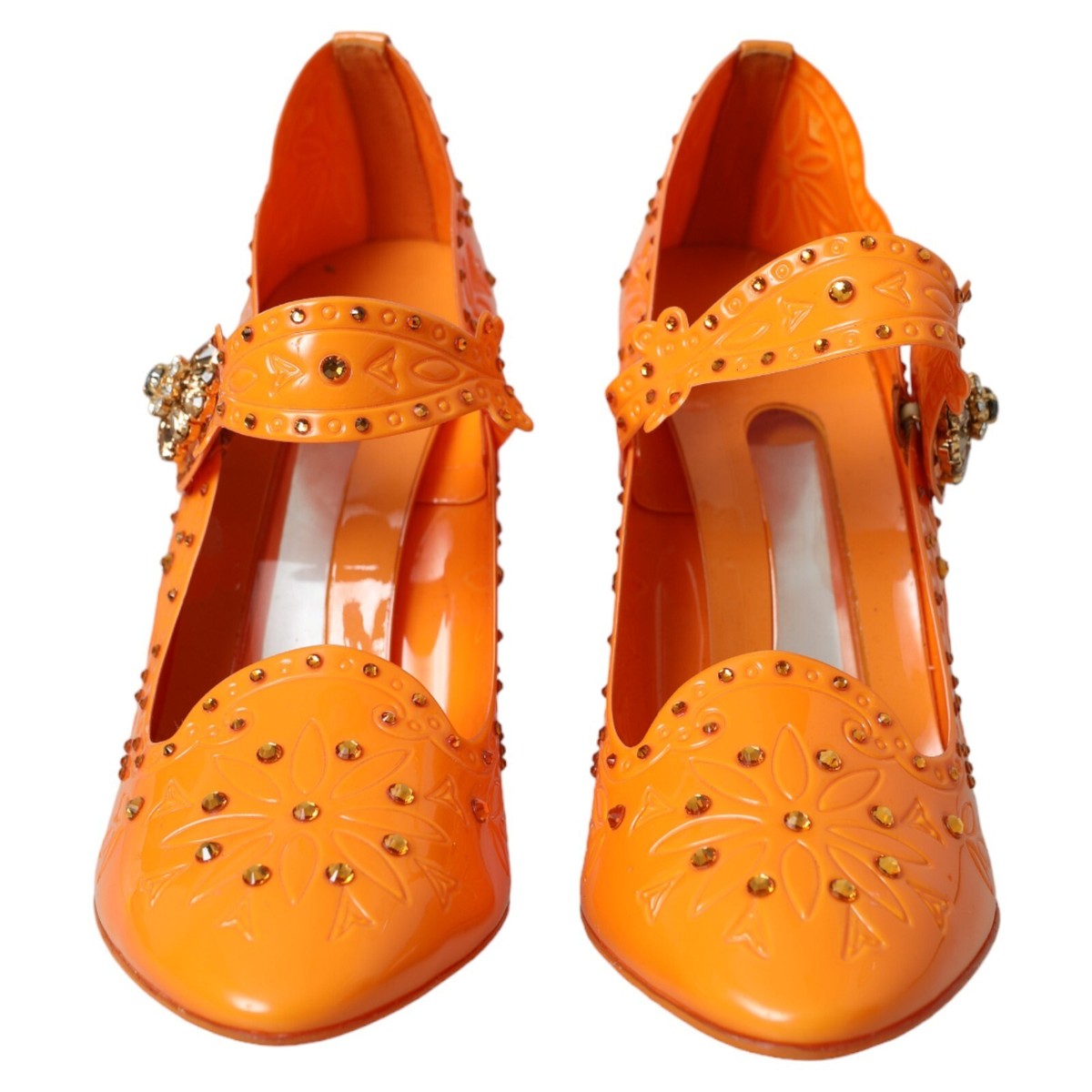 DOLCE & GABBANA Shoes Orange CINDERELLA Floral Crystal Pumps EU39