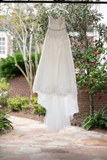 David's Bridal Ivory Wedding dress Bundle, dress bag, Tiarra, Shoes, Robe, Slip