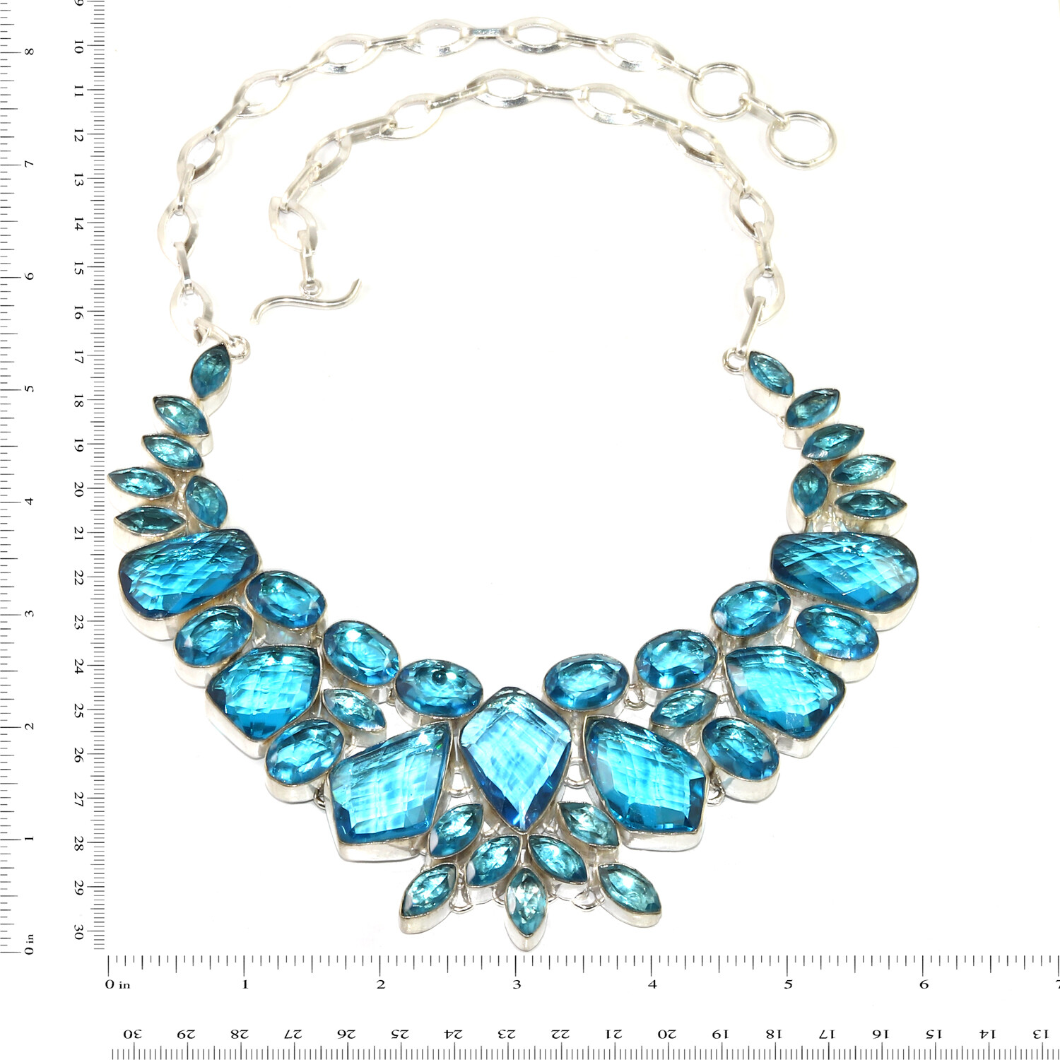 Swiss Blue Quartz 925 Silver Friendship Necklace 16-18 Inches