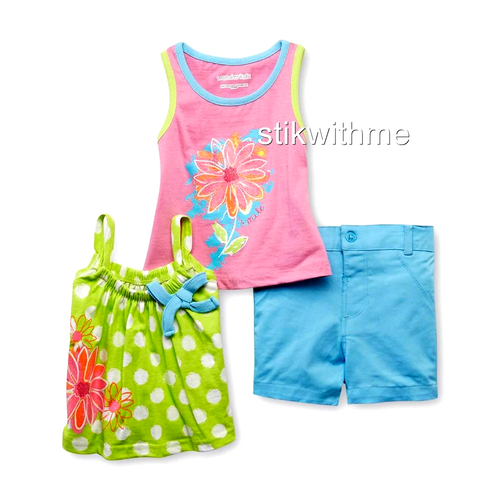 3-Piece SET: Top, Tank Top & Shorts OUTFIT Floral Baby (18 mos.) NEW FREE SHIP