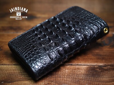 Crocodile Skin Tracker Wallet / Hand Sewing Hand Made/ Tochigi