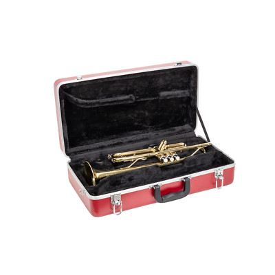 Crossrock Bb Trumpet Case-ABS Molded Hardshell-with Detachable Strap-Red