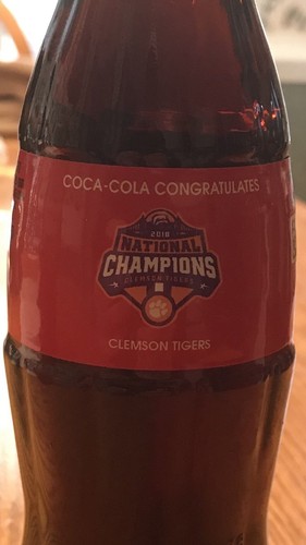 Coca Cola Clemson Tigers 2018 National Champ Coke Bottle 8 oz NEW Authentic - Picture 2 of 2