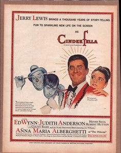 1960 CINDERFELLA Jerry Lewis Original Vintage Movie Promo Ad