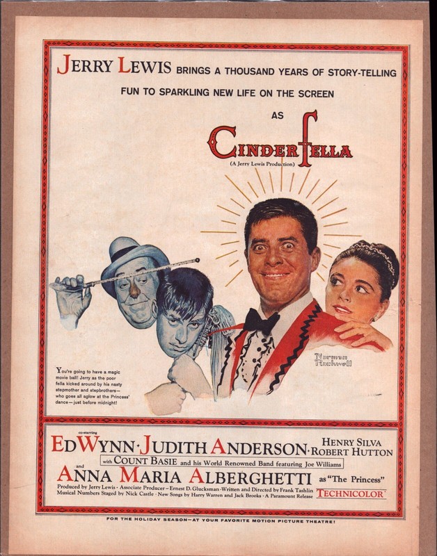 1960 CINDERFELLA Jerry Lewis Original Vintage Movie Promo Ad