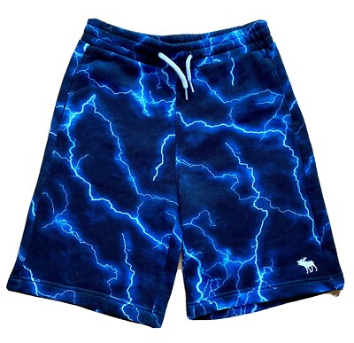 Abercrombie Kids Fleece-Shorts Gr. 13/14 (152-160 cm) schwarz mit blauen Blitzen