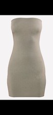 Khaki Pretty Little Thing Jersey Bandeau Bodycon Dress
