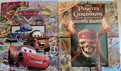DISNEY MINI LOOK & FIND PAPERBACK BOOK SET/2 PIXAR CARS PIRATES OF THE CARIBBEAN