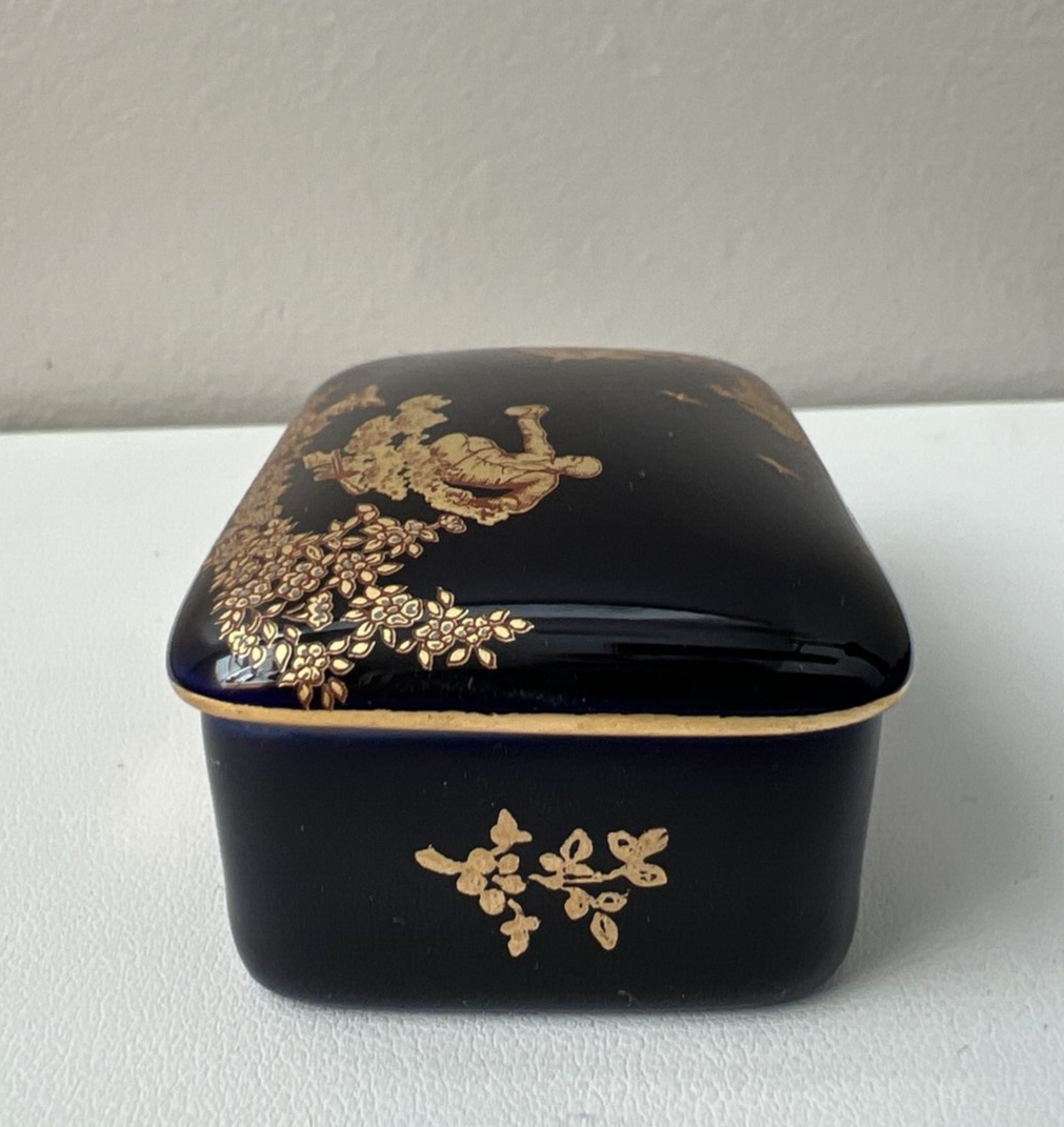 Vintage Limoges Castel France 22K Gold & Black Courting Couple