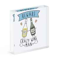 Beware VerrüCkte Wein Mann Acryl Foto Block Rahmen Lustig Vatertag