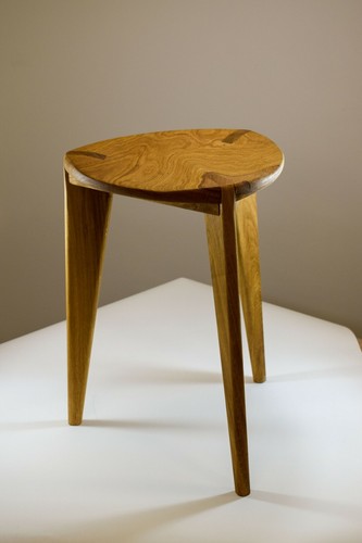 Oak Stool carved seat, height 45cm - 18", three legged, Oak Chair, Stool, Chair, - Picture 10 of 12