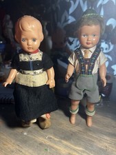 VINTAGE WEST GERMANY SET OF 2 EDI HARD PLASTIC 6 1/2" DOLLS GERMANY BOY AND GIRL