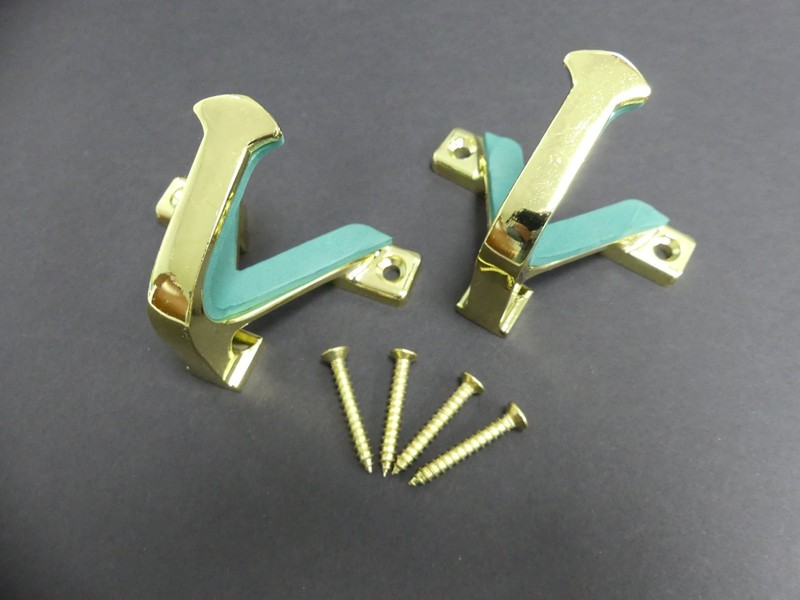 GUN HANGER WALL HOOK SET OF 2  BRASS FINISH WITH SCREWS