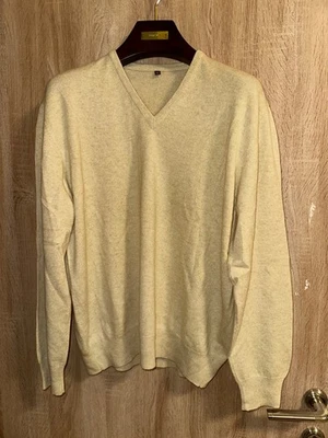 READ DESC Loro Piana Men V Neck Sweater 100% Cashmere Yellow Size 52 Made in IT
