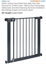 Image of Safety 1st Easy Close Metal Gate Baby Stair Gate Pressure Fit 73-80cm