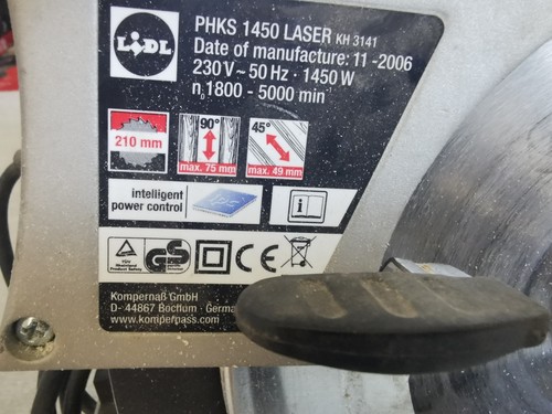 Parkside Handkreisäge PHKS 1400 mit Laser Sägeblatt fast Neu Säge Ist Gebraucht - Bild 2 von 6
