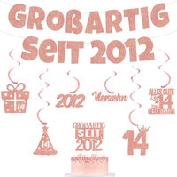 Deko 14 Geburtstag Girlande MäDchen Rosegold - 14. Geburtstagsdeko Banner Torten