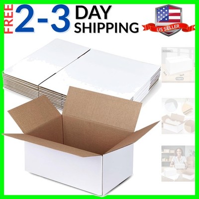 12 Pack 9x6x4 Inch White Shipping Boxes White Corrugated Cardboard Box for Sm...