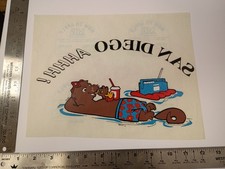 Vintage  Iron -On / Heat Transfer San Diego Ahhh Beaver In Pool  - NT25