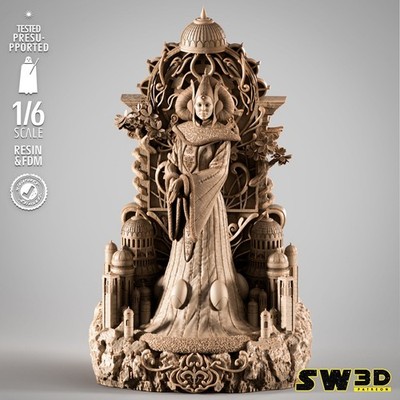 Princess Padme Sculpture 3D Printed star wars two piece GREY - 9 in