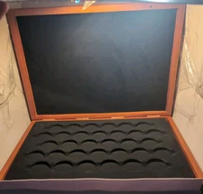 32 Silver Coin Wooden Storage Display Case/Box