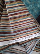 Fabric Tranditions Metallic Stripes Blue, Green, Brown  Gold 1/2 Yard Pieces