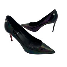Christian Louboutin Sporty Kate 85 Patent Leather Black High Heel Pumps Size 37