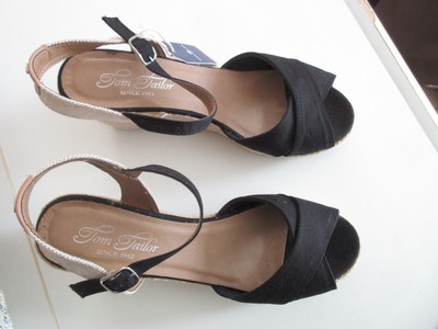 Damen-Keilsandalette von Tom Tailor, Gr. 42, Weite F (schmale Form), schwarz,neu