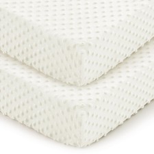 Baby Crib Sheets 2 Pack, 28 x 52 Inch Minky Dot Fitted Crib Mattress Sheet fo...