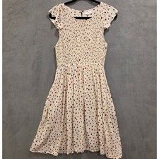 THML Fit & Flare Geometric Smocked Dress Women's Medium Boho Ruffle Cottage