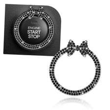 Bling Bow Car Engine Start Stop Button Decoration Ring  Cute Double Black
