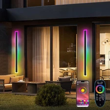 Outdoor RGB Long Wall Lights, 39.4Inch 2 Pack Rgb/Warm/White Dimmable Modern Led